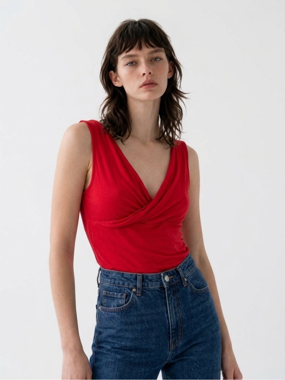 Urban Outfitters Red Sleeveless Wrap Front V-Neck Top - NWT Size: Small